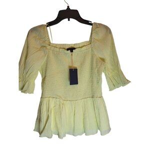 Skies are Blue Peplum Smocked Yellow Blouse, S, NWT